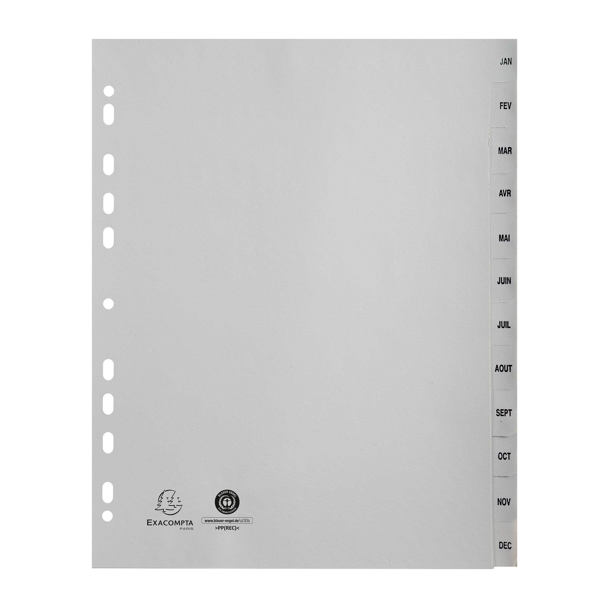 Intercalaires De Classeur A4 Avec Onglets 1-31 – PP Gris – 240x297 Mm – 4 Trous – Pour Archivage - 4