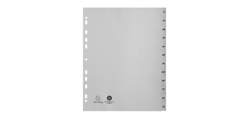 Divider  A4+ Exacompta 12  polypropylene grey monthly tabs - 1 set