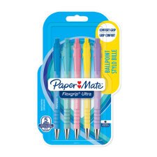 Penne a sfera colore nero corpo pastello Flexgrip Ultra Papermate 5 pezzi