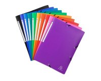 Elastic three-flap plastic folder Exacompta Opak 24 x 32 cm spine 2 cm assorted colors