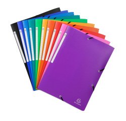 Elastic three-flap plastic folder Exacompta Opak 24 x 32 cm spine 2 cm assorted colors