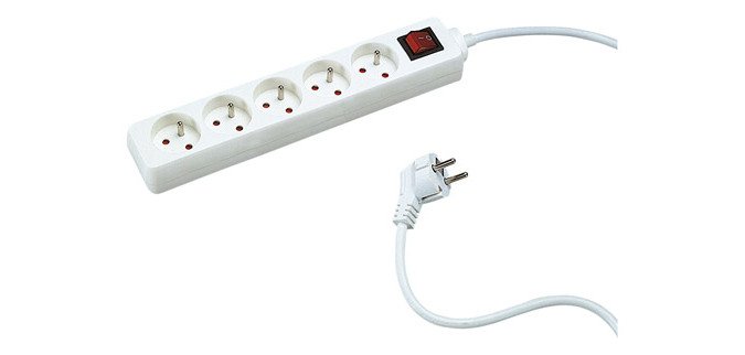Multiprise 5 prises avec interrupteur - câble 1,5 m