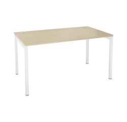 Bureau droit chêne clair L 140 x P 80 cm, piètement métal - Practica