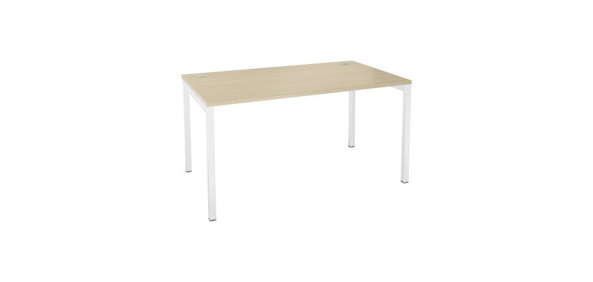 Bureau droit chêne clair L 140 x P 80 cm, piètement métal - Practica