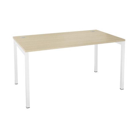 Mesa recta Squadra An 140 x Fon 80 cm roble patas blancas