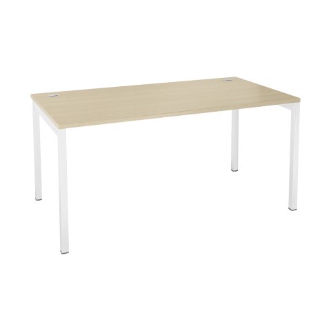 Mesa recta Squadra An 160 x Fon 80 cm roble patas blancas