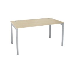 Bureau droit chêne clair L 140 x P 80 cm, piètement métal - Practica