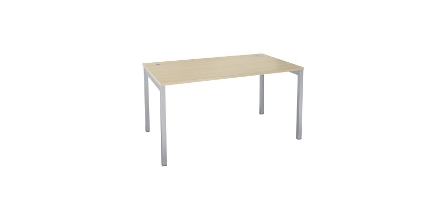Bureau droit chêne clair L 140 x P 80 cm, piètement métal - Practica