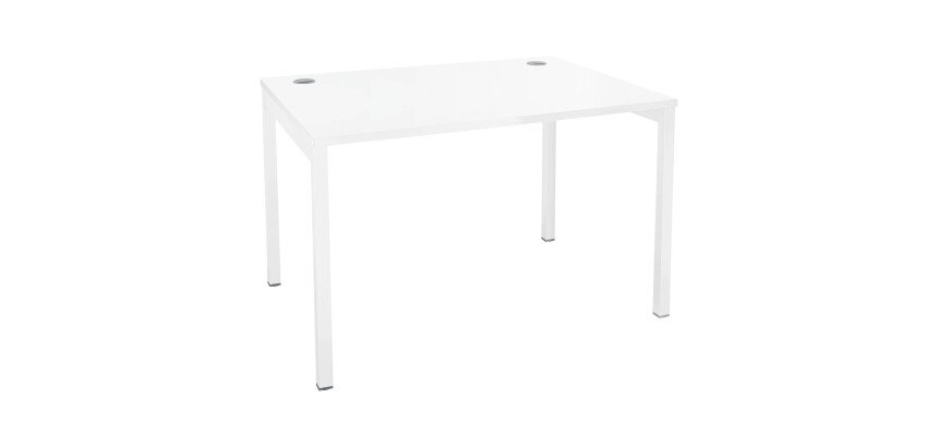 Bureau droit blanc L 120 x P 80 cm, piètement métal - Practica