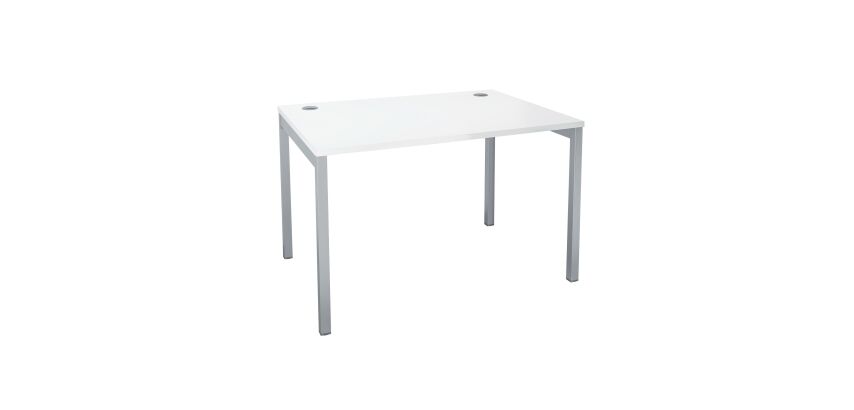 Bureau droit blanc L 120 x P 80 cm, piètement métal - Practica