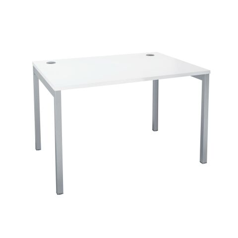 Mesa recta Squadra An 120 x Fon 80 cm blanca patas aluminio