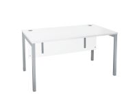 Bureau droit plateau blanc L 140 x P 80 cm, piétements métal - Practica