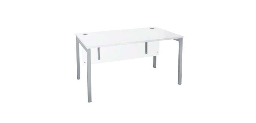 Bureau droit plateau blanc L 140 x P 80 cm, piétements métal - Practica