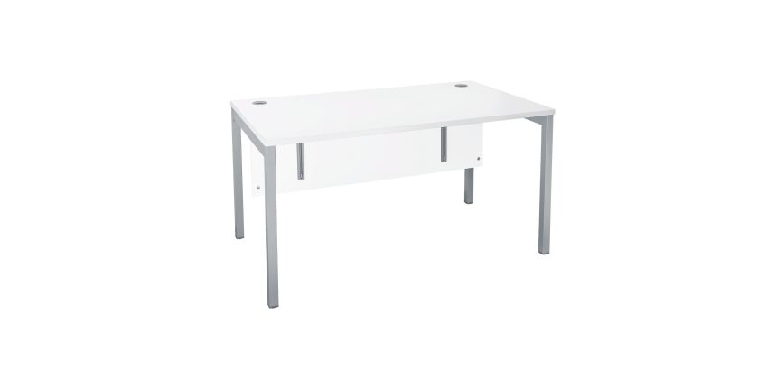 Bureau droit plateau blanc L 140 x P 80 cm, piétements métal - Practica