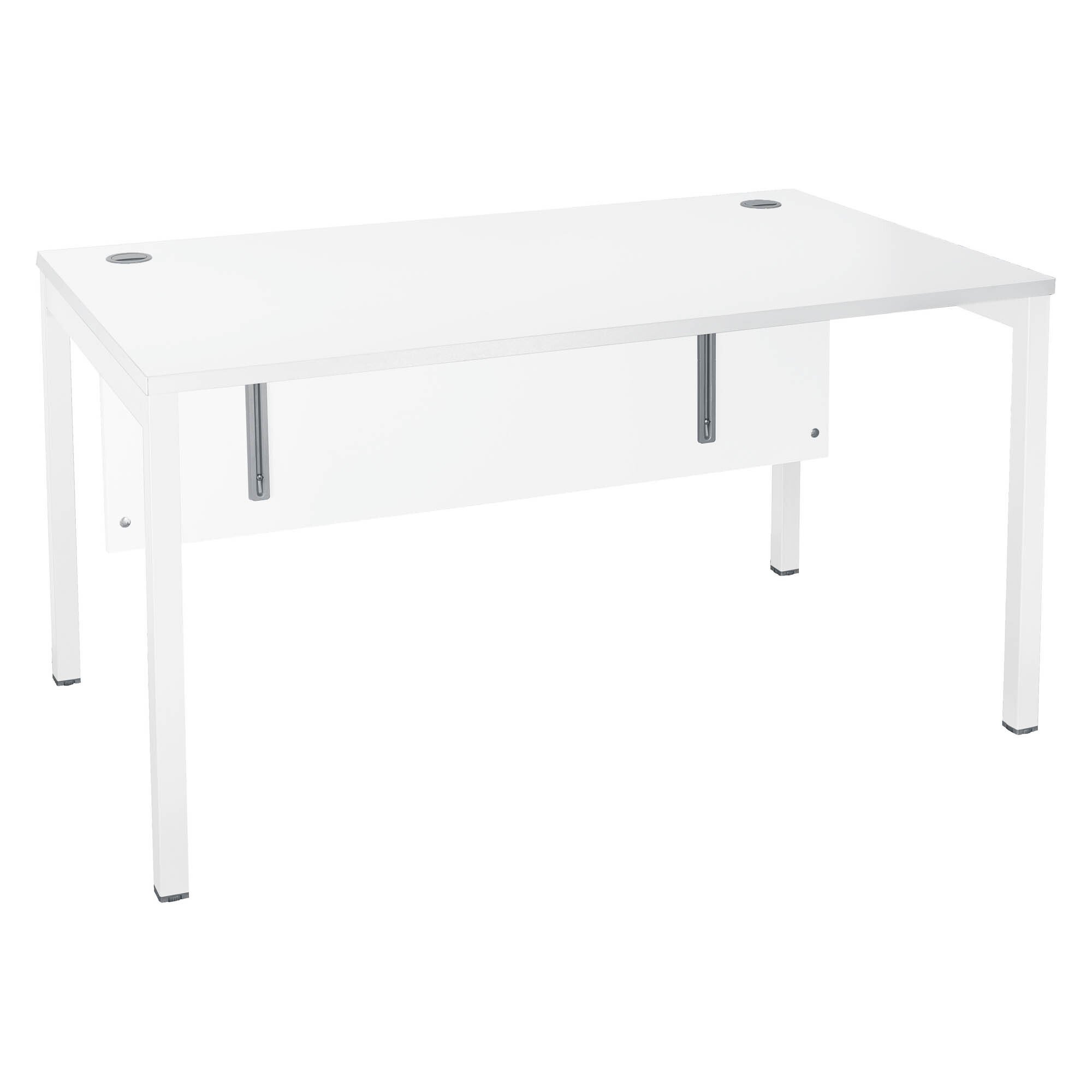 Bureau droit plateau blanc L 140 x P 80 cm, piétements métal - Practica