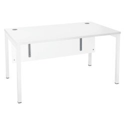 Bureau droit plateau blanc L 140 x P 80 cm, piétements métal - Practica