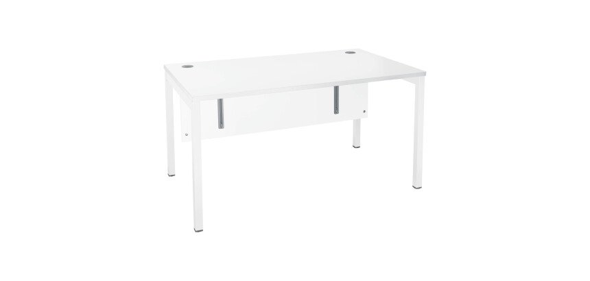 Bureau droit plateau blanc L 140 x P 80 cm, piétements métal - Practica