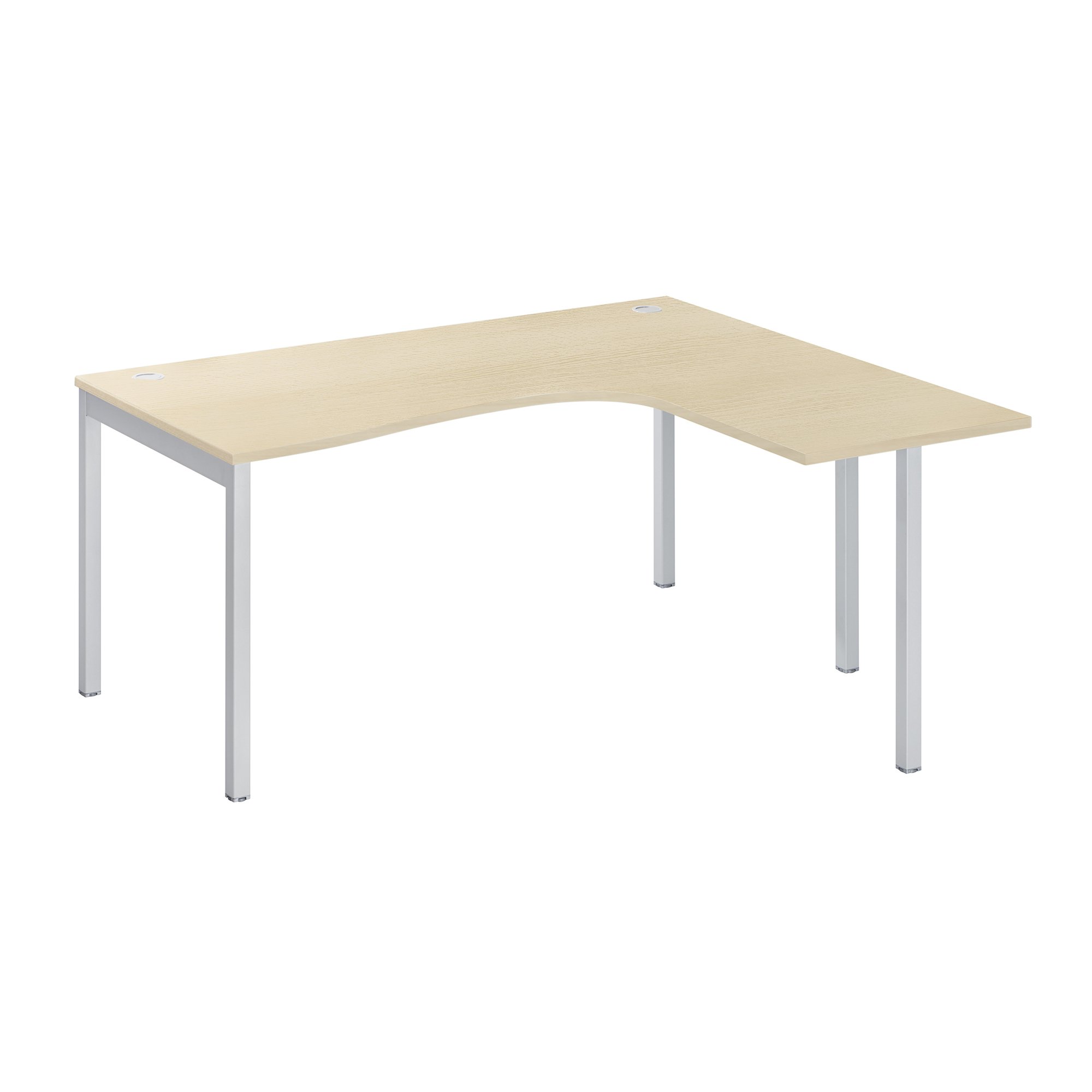 Bureau compact retour à droite, plateau chêne clair L 160 x P 80 cm, piétement métal - Practica