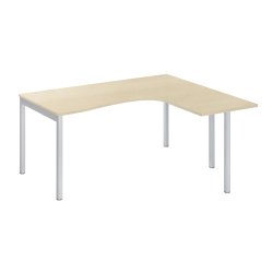 Bureau compact retour à droite, plateau chêne clair L 160 x P 80 cm, piétement métal - Practica