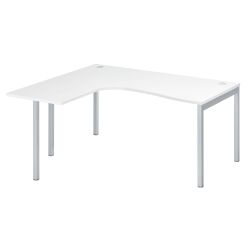 Bureau compact retour à gauche plateau blanc L 160 x P 80 cm, piétement métal - Practica