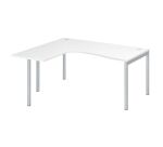 Bureau compact retour à gauche plateau blanc L 160 x P 80 cm, piétement métal - Practica