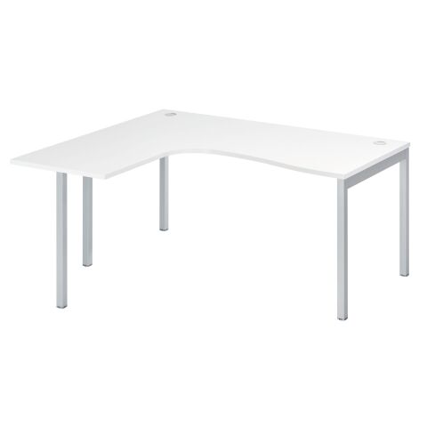 Mesa compacta Squadra 160 cm ala izquierda blanca patas aluminio
