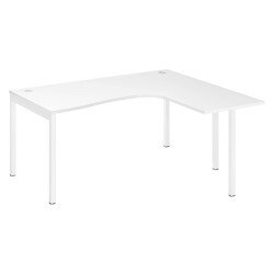 Bureau compact retour à droite, plateau blanc L 160 x P 80 cm, piétement métal - Practica