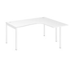 Bureau compact retour à droite, plateau blanc L 160 x P 140 cm, piétement métal - Practica