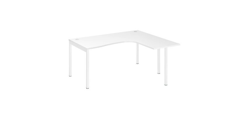 Bureau compact retour à droite, plateau blanc L 160 x P 140 cm, piètement métal - Practica