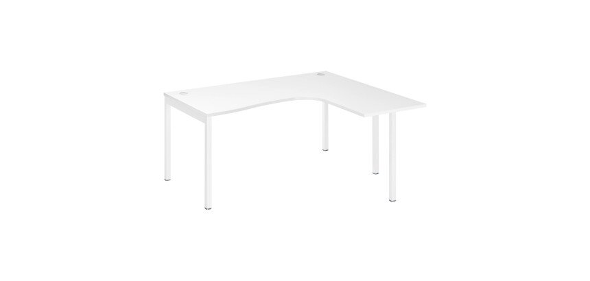 Bureau compact retour à droite, plateau blanc L 160 x P 140 cm, piétement métal - Practica