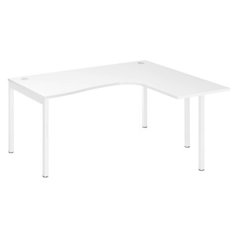 Mesa compacta Squadra 160 cm ala derecha blanca patas blancas
