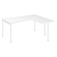 Bureau compact retour à droite, plateau blanc L 160 x P 140 cm, piétement métal - Practica