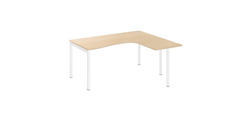 Bureau compact retour à droite, plateau chêne clair L 160 x P 80 cm, piétement métal - Practica