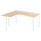 Bureau compact retour à gauche, plateau chêne clair L 160 x P 80 cm, piétement métal - Practica