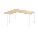 Bureau compact retour à gauche, plateau chêne clair L 160 x P 80 cm, piétement métal - Practica