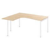 Bureau compact retour à gauche, plateau chêne clair L 160 x P 80 cm, piétement métal - Practica
