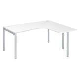 Bureau compact retour à droite, plateau blanc L 160 x P 80 cm, piétement métal - Practica