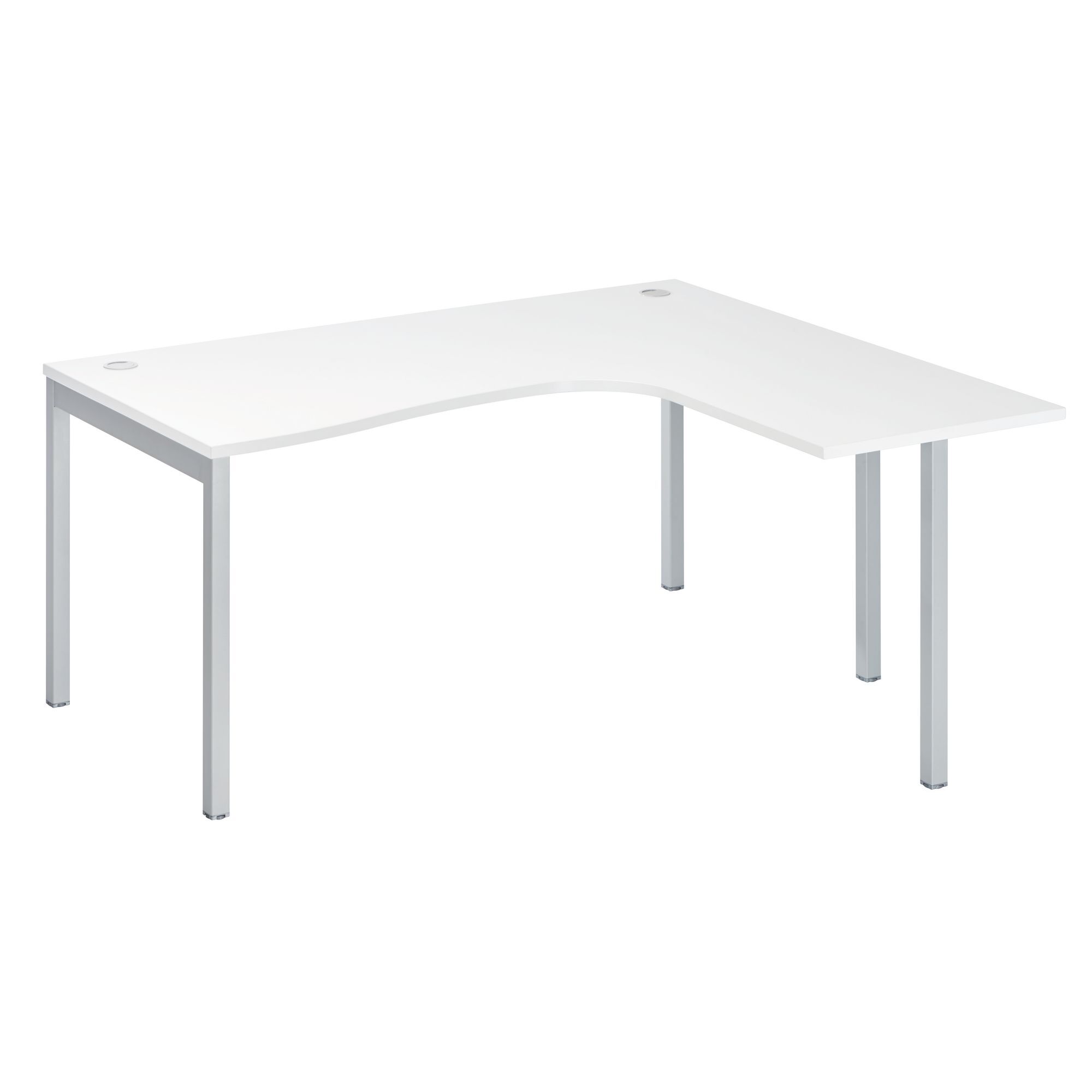Bureau compact retour à droite, plateau blanc L 160 x P 80 cm, piétement métal - Practica