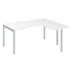 Bureau compact retour à droite, plateau blanc L 160 x P 80 cm, piétement métal - Practica