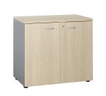 Armoire basse hauteur bureau portes battantes H 75,5 x L 80 x P 45 cm Squadra