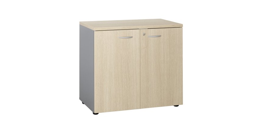 Armoire basse hauteur bureau portes battantes H 75,5 x L 80 x P 45 cm Squadra