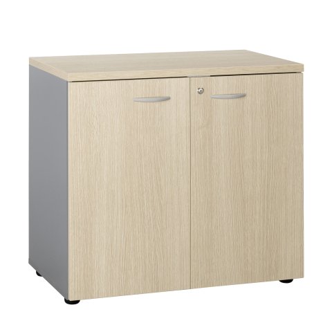 Armario bajo Squadra Alt 75,5 cm estructura gris puertas roble claro