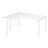 Bureau compact retour à gauche plateau blanc L 160 x P 80 cm, piétement métal - Practica
