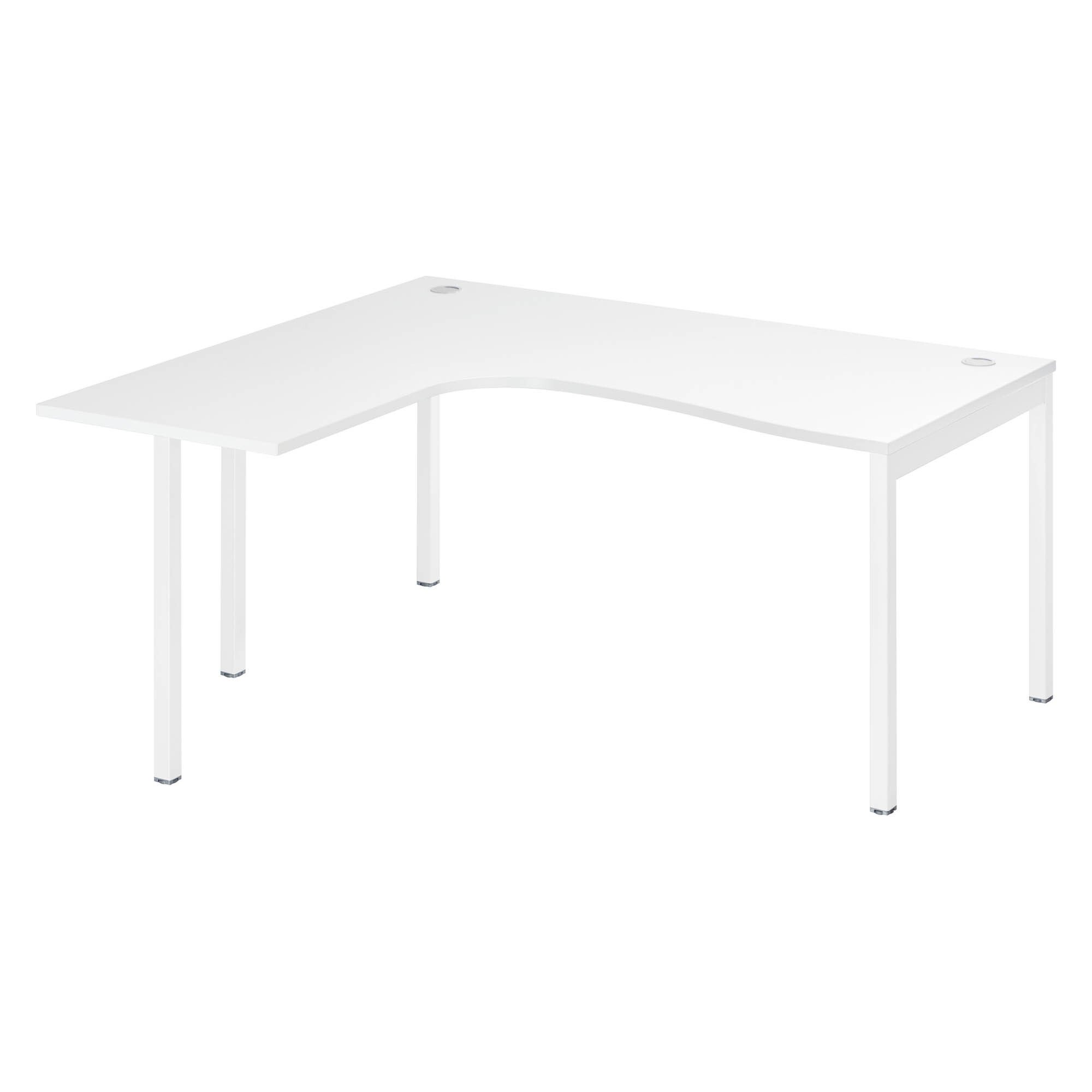 Bureau compact retour à gauche plateau blanc L 160 x P 80 cm, piétement métal - Practica