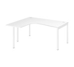 Bureau compact retour à gauche plateau blanc L 160 x P 80 cm, piétement métal - Practica