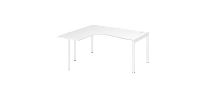 Bureau compact retour à gauche plateau blanc L 160 x P 80 cm, piétement métal - Practica