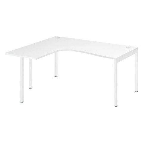 Mesa compacta Squadra 160 cm ala izquierda blanca patas blancas