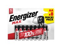 Energizer Alkaline Batteries Max AA LR6 2550 mAh 1.5V Pack of 8