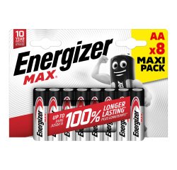 Energizer Alkaline Batteries Max AA LR6 2550 mAh 1.5V Pack of 8