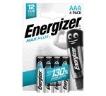 Energizer Alkaline Batteries Max Plus AAA LR03 1200 mAh 1.5 V Pack of 4